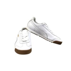 PUMA Roma Leather Classic Gum Sneaker-Tennis Shoe Men 7.5 White Team Gold Unisex